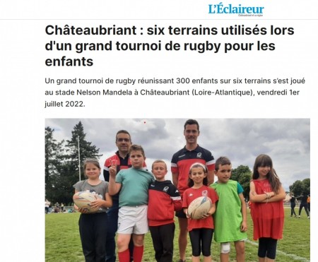 Article de l'Eclaireur du 2 juillet 2022 - six terrains utilisés lors d'un grand tournoi de rugby pour les enfants